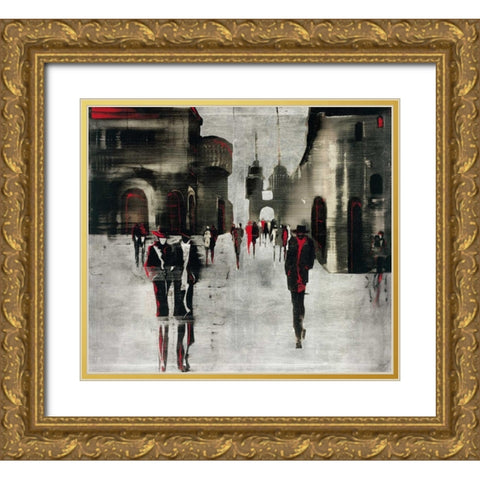 City scene II Gold Ornate Wood Framed Art Print with Double Matting by Radzetska, Elena