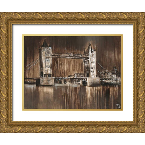 London Tower Bridge Gold Ornate Wood Framed Art Print with Double Matting by Volynets, Yuliya