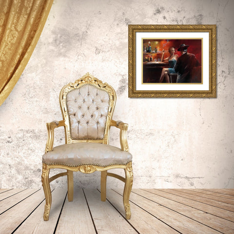 Evening in the Bar II Gold Ornate Wood Framed Art Print with Double Matting by Haenraets, Willem