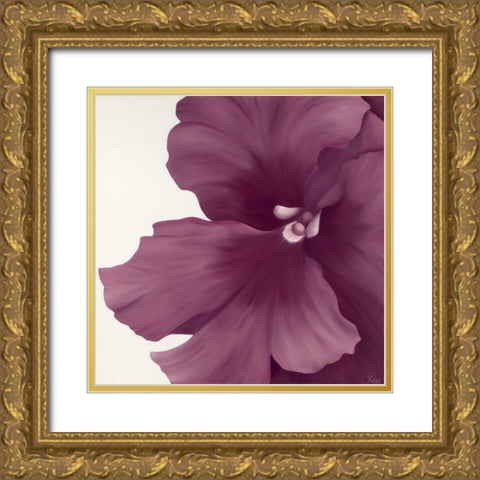 Violet Flower I Gold Ornate Wood Framed Art Print with Double Matting by Poelstra-Holzhaus, Yvonne