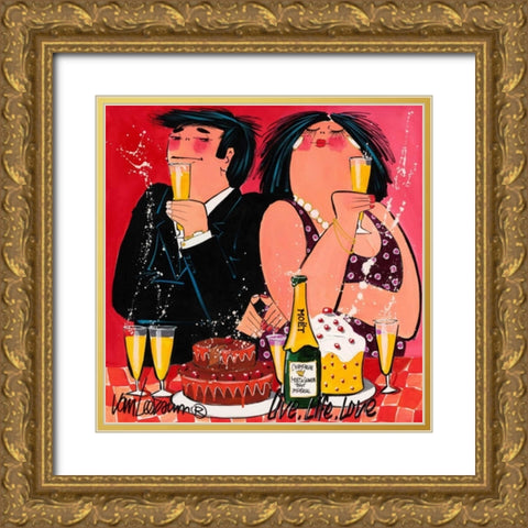 Live Life Love Gold Ornate Wood Framed Art Print with Double Matting by van Leersum, El