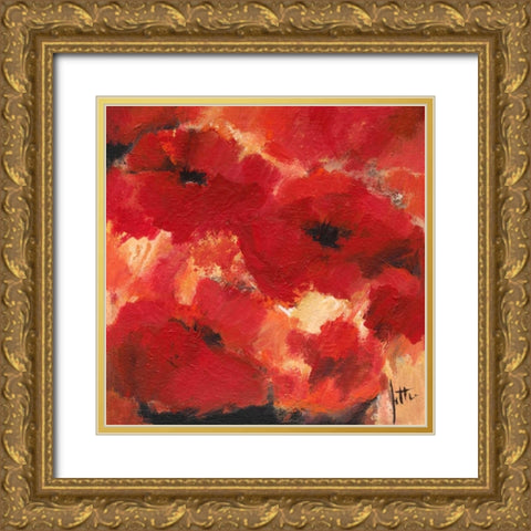 Abstract Flowers I Gold Ornate Wood Framed Art Print with Double Matting by Roseboom, Jettie