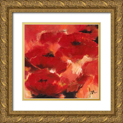 Abstract Flowers II Gold Ornate Wood Framed Art Print with Double Matting by Roseboom, Jettie