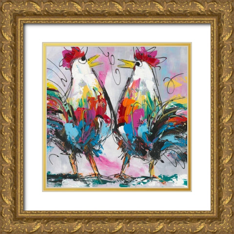 Lets talk about chicken Gold Ornate Wood Framed Art Print with Double Matting by Fiore, Art