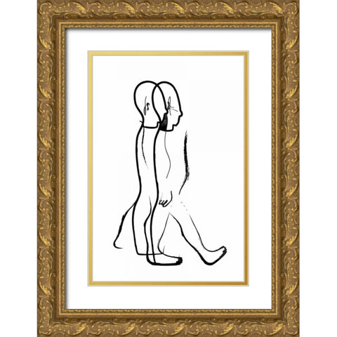 Walking with you Gold Ornate Wood Framed Art Print with Double Matting by Waltz, Anne