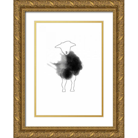 Sheeparella Gold Ornate Wood Framed Art Print with Double Matting by Waltz, Anne