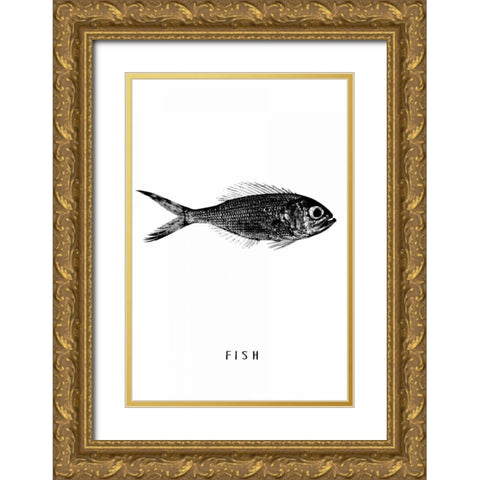 Fish Gold Ornate Wood Framed Art Print with Double Matting by Waltz, Anne