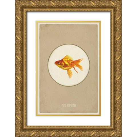 Goldfish Gold Ornate Wood Framed Art Print with Double Matting by Waltz, Anne