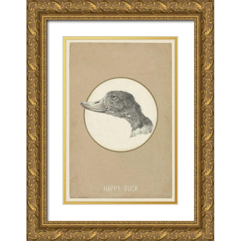 Happy Duck Gold Ornate Wood Framed Art Print with Double Matting by Waltz, Anne