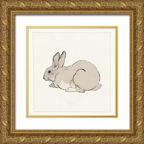 Rabbit Gold Ornate Wood Framed Art Print with Double Matting by Waltz, Anne