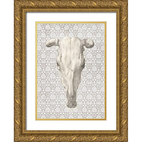 Skull wall Gold Ornate Wood Framed Art Print with Double Matting by Waltz, Anne