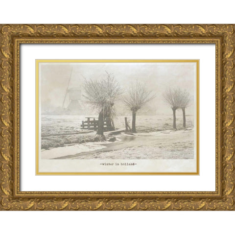 Winter time Gold Ornate Wood Framed Art Print with Double Matting by Waltz, Anne
