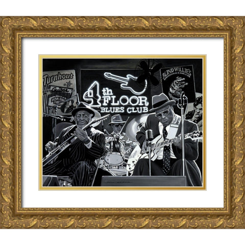 Blues Trio Gold Ornate Wood Framed Art Print with Double Matting by Bertrand, Alain