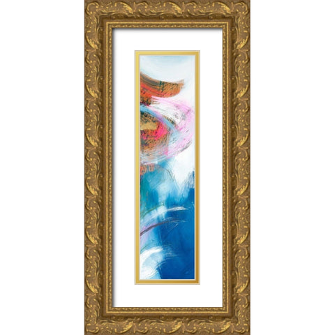 Abstraction with pink V Gold Ornate Wood Framed Art Print with Double Matting by Silberhorn-Piller, Andrea