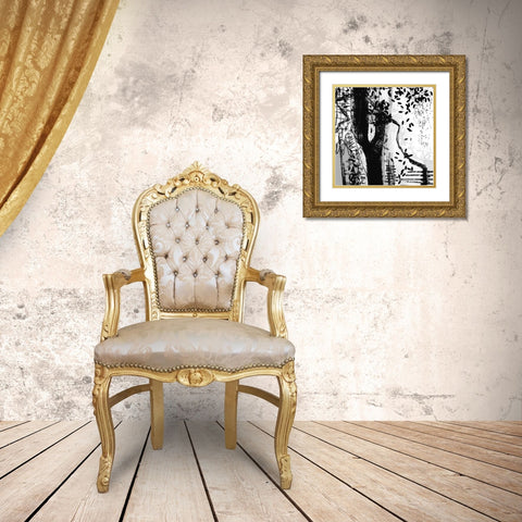 Black and White I Gold Ornate Wood Framed Art Print with Double Matting by Busch, Birgit