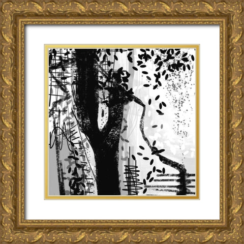 Black and White I Gold Ornate Wood Framed Art Print with Double Matting by Busch, Birgit