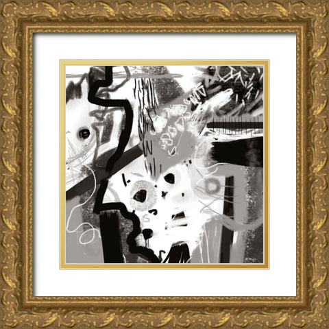 Black and White II Gold Ornate Wood Framed Art Print with Double Matting by Busch, Birgit