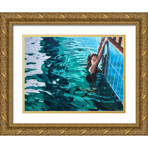 Pool 6 Gold Ornate Wood Framed Art Print with Double Matting by Pruchnow, Brigitte Yoshiko