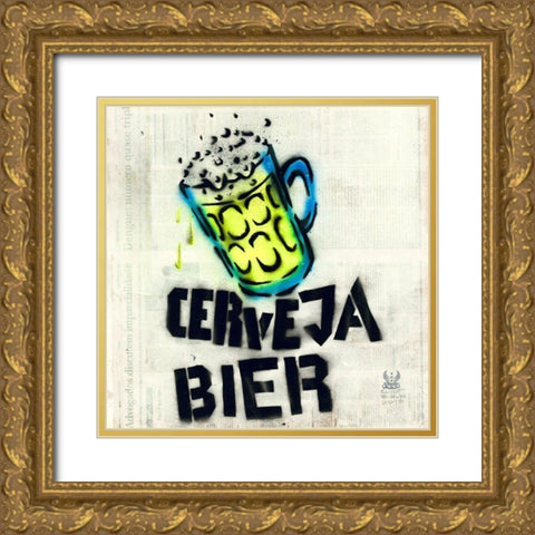 Cerveja Gold Ornate Wood Framed Art Print with Double Matting by Eliot