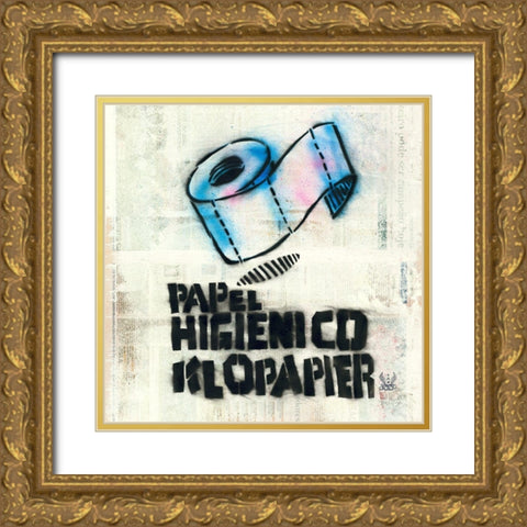 Papel Higienico Gold Ornate Wood Framed Art Print with Double Matting by Eliot
