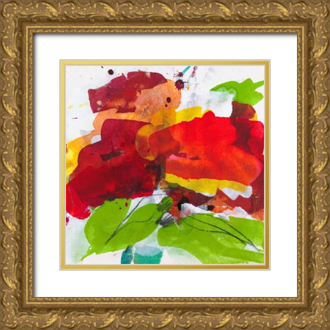 Red Blossom Gold Ornate Wood Framed Art Print with Double Matting by Ruttkau, El