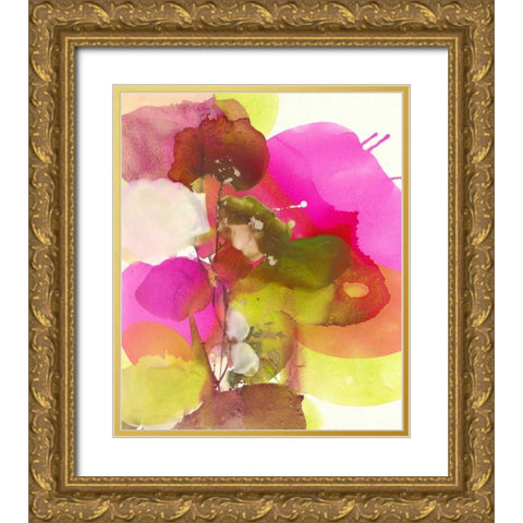 Blossoms Abstracts Gold Ornate Wood Framed Art Print with Double Matting by Witt, El