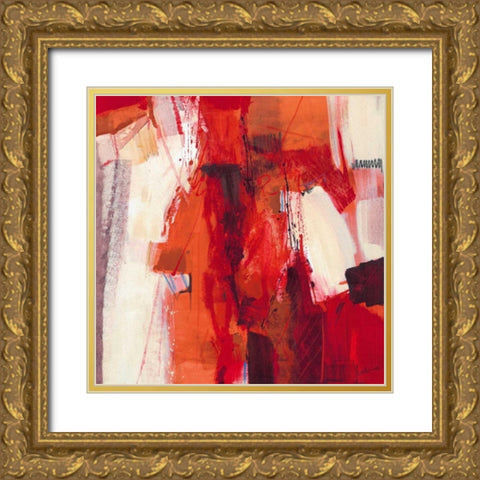 Rosso Astratto Gold Ornate Wood Framed Art Print with Double Matting by Cusumano, Francesco