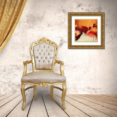 Rosso II Gold Ornate Wood Framed Art Print with Double Matting by Cusumano, Francesco