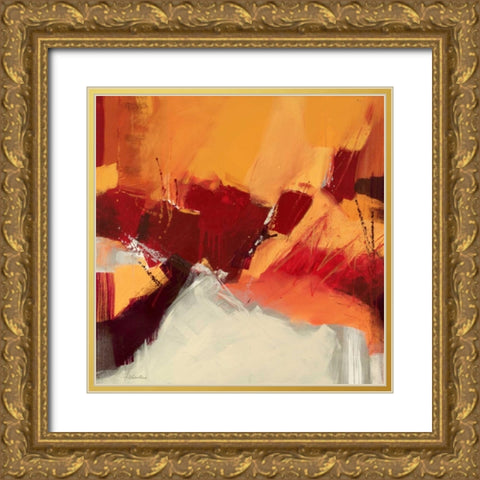 Rosso II Gold Ornate Wood Framed Art Print with Double Matting by Cusumano, Francesco
