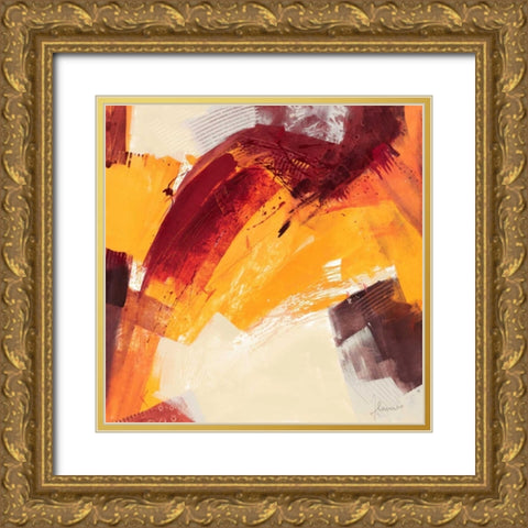 Rosso III Gold Ornate Wood Framed Art Print with Double Matting by Cusumano, Francesco