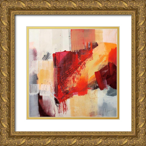 Astratto Colorato II Gold Ornate Wood Framed Art Print with Double Matting by Cusumano, Francesco