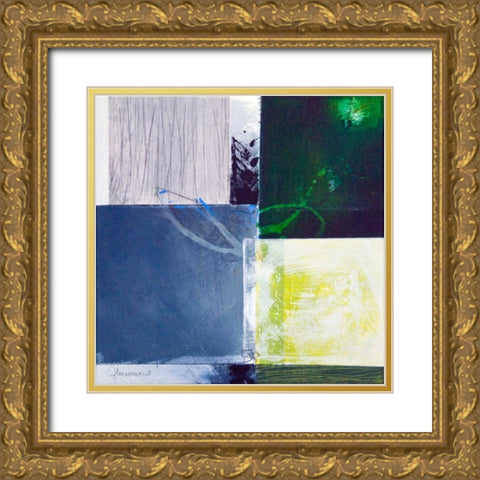 Composizione verde II Gold Ornate Wood Framed Art Print with Double Matting by Cusumano, Francesco