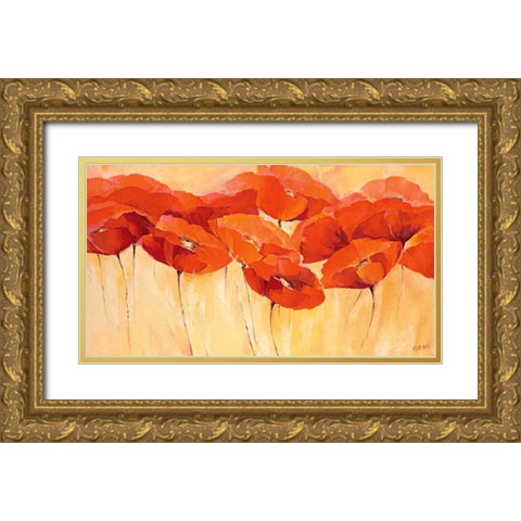 Mohnparade II Gold Ornate Wood Framed Art Print with Double Matting by Filatov, Elena