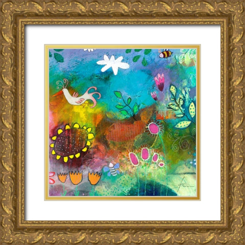 Goldkehlchen Teil II Gold Ornate Wood Framed Art Print with Double Matting by Schmalzl, Franziska