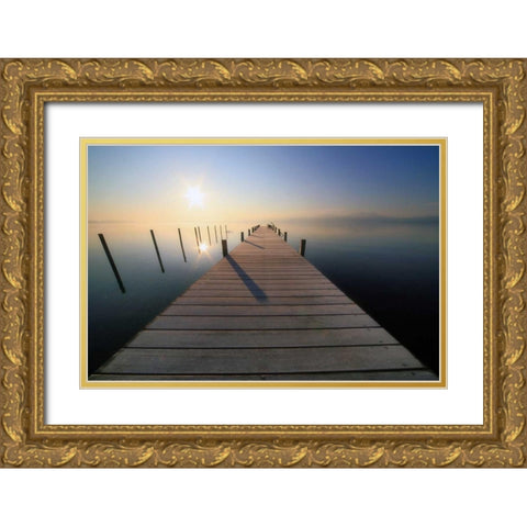 Chiemseemorgen III Gold Ornate Wood Framed Art Print with Double Matting by Rossmeissl, Gerhard