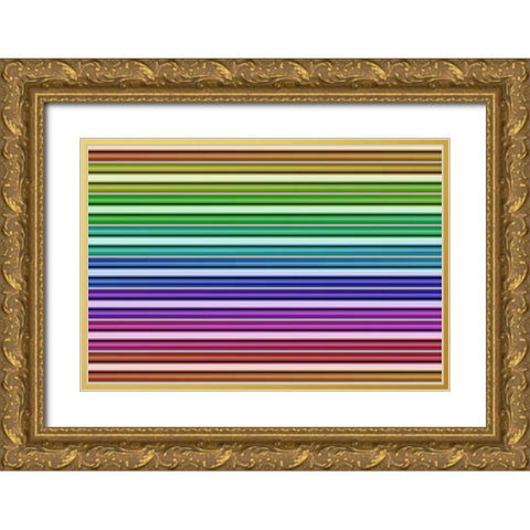 Color Lines II Gold Ornate Wood Framed Art Print with Double Matting by Rossmeissl, Gerhard