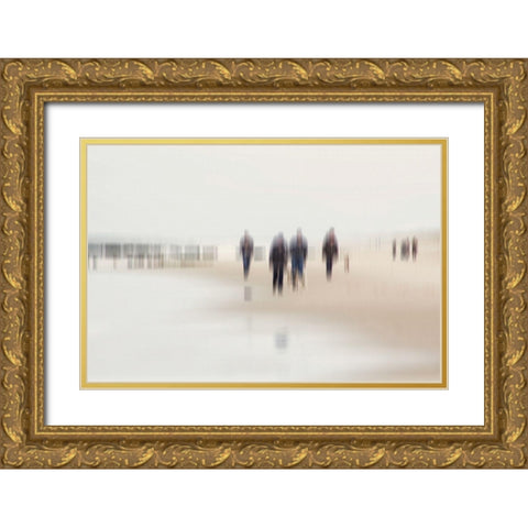 Walking People II Gold Ornate Wood Framed Art Print with Double Matting by Rossmeissl, Gerhard
