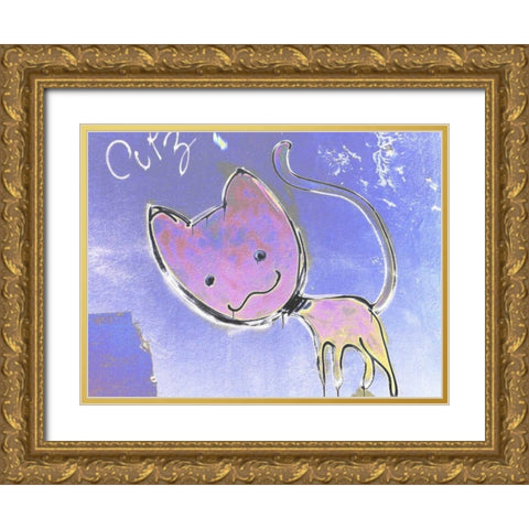 Katze 2 Gold Ornate Wood Framed Art Print with Double Matting by Weissing, Gerd