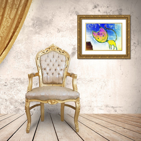Katze 3 Gold Ornate Wood Framed Art Print with Double Matting by Weissing, Gerd