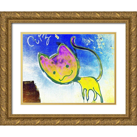 Katze 3 Gold Ornate Wood Framed Art Print with Double Matting by Weissing, Gerd