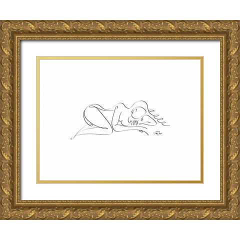 Sleep 02 Gold Ornate Wood Framed Art Print with Double Matting by Mahdavi, Gholam Reza
