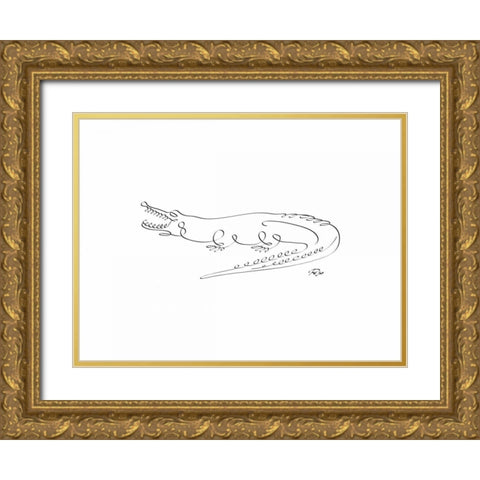 Crocodile Gold Ornate Wood Framed Art Print with Double Matting by Mahdavi, Gholam Reza