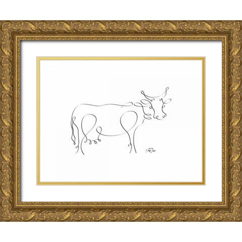 Cow Gold Ornate Wood Framed Art Print with Double Matting by Mahdavi, Gholam Reza