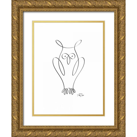 Owl Gold Ornate Wood Framed Art Print with Double Matting by Mahdavi, Gholam Reza
