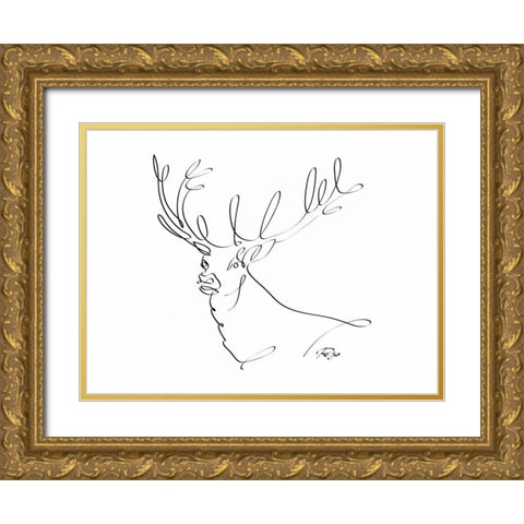 Deer Gold Ornate Wood Framed Art Print with Double Matting by Mahdavi, Gholam Reza