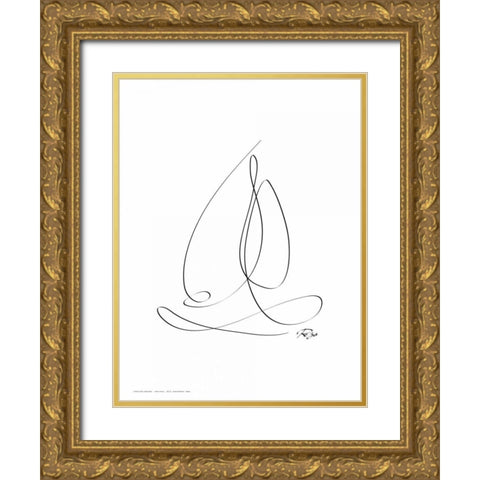 Sailboat Gold Ornate Wood Framed Art Print with Double Matting by Mahdavi, Gholam Reza