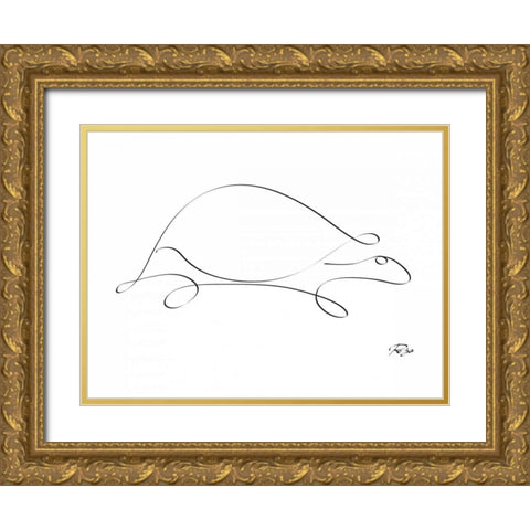 Turtle Gold Ornate Wood Framed Art Print with Double Matting by Mahdavi, Gholam Reza