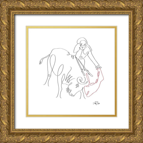 Matador 01 Gold Ornate Wood Framed Art Print with Double Matting by Mahdavi, Gholam Reza