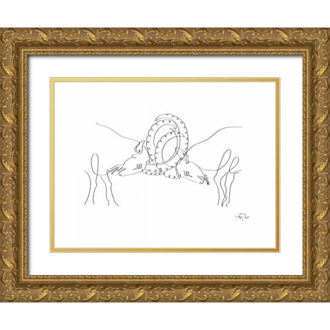 Capricorn Gold Ornate Wood Framed Art Print with Double Matting by Mahdavi, Gholam Reza