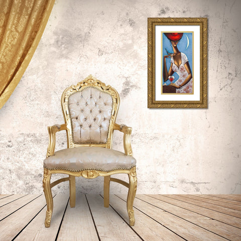 Rose d anjou 1 Gold Ornate Wood Framed Art Print with Double Matting by Tsantekidou, Rose